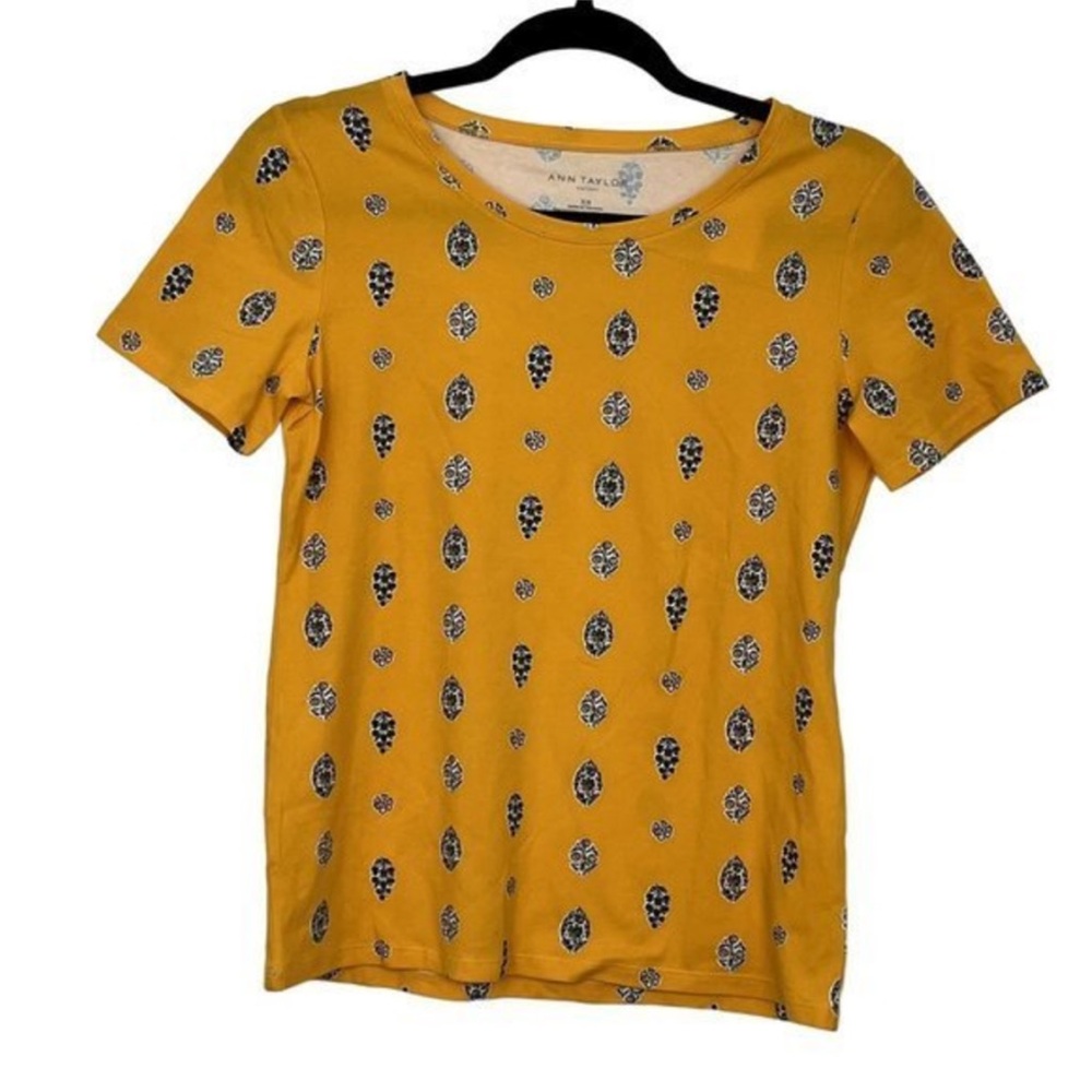 Ann Taylor Factory Yellow and Black Printed Short Sleeve Top - Picture 4 of 10